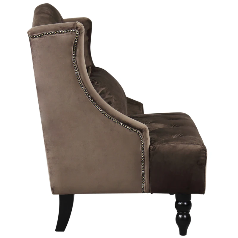 HOMCOM Armchair, Vintage Style, Wood Frame With Oak Legs, Linen-Brown