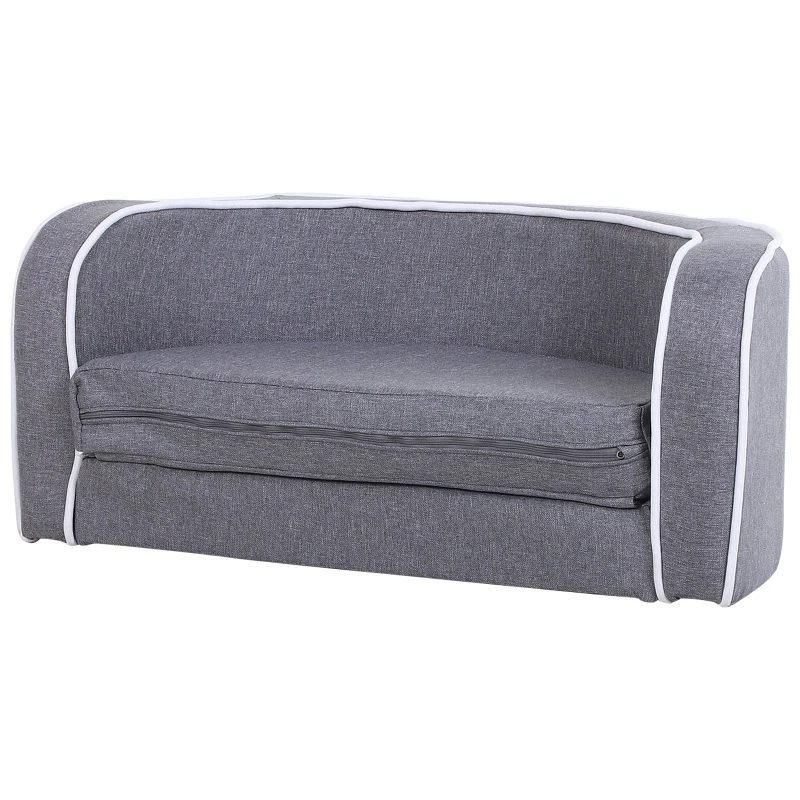 PawHut Wooden Frame Sponge Extendable Pet Dogs Sofa Bed Grey