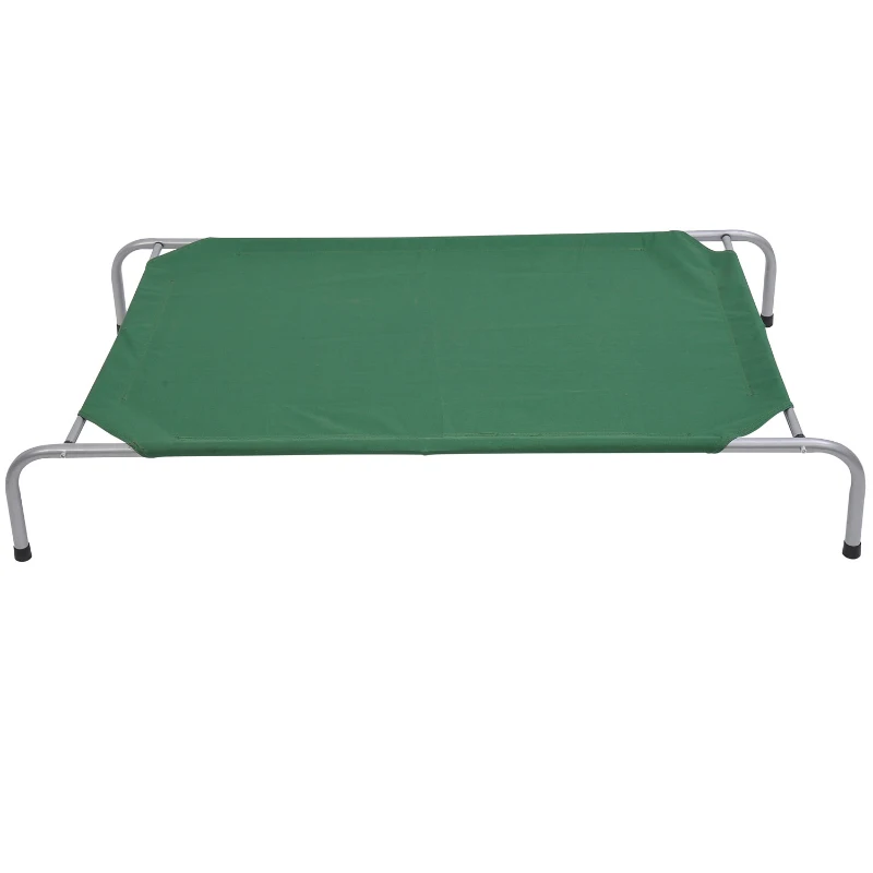 PawHut Raised Dog Bed Cat Elevated Lifted Portable Folding Steel Frame Cloth Cover Comfortable Green