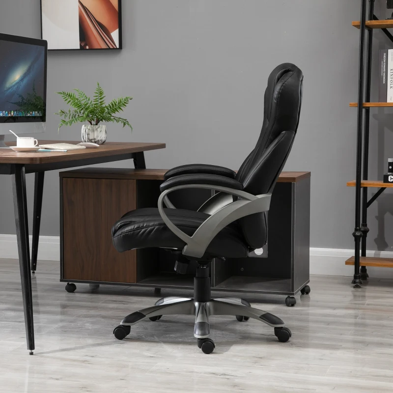 Vinsetto Executive Office Chair Faux Leather High-Back Swivel Home Computer Desk Chair for Adult with Arm, Wheels, Black