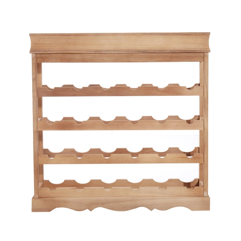 HOMCOM 4-tier Wooden Wine Rack 24 Bottles Stackable Organizer Display Storage Holder Shelves Stand Kitchen Home w/Countertop Natural wood