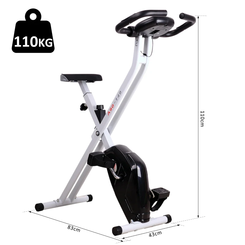 HOMCOM Folding Exercise Bike LCD Monitor Home Gym Exercise Adjustable Tension Padded Seat Heart Rate Monitor Pulse Sensor Black