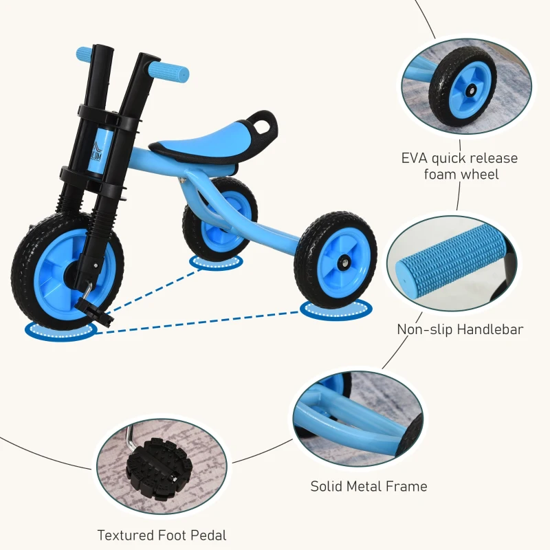 Qaba Kids 3-Wheel Plastic Pedal Tricycle Blue
