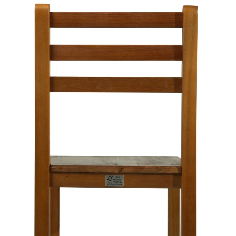 HOMCOM 2 PCs Bar Stools Chairs  W/ Footrest, Acacia Wood-Teak Colour