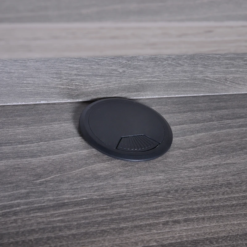 HOMCOM Computer Writing Desk Wood Top Metal Frame PC Laptop Study Table W/ Rasied Shelf Rack Workstation Home Office Grey Oak