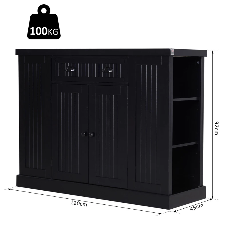 HOMCOM Wooden Multifunction Island Storage Cabinet Black