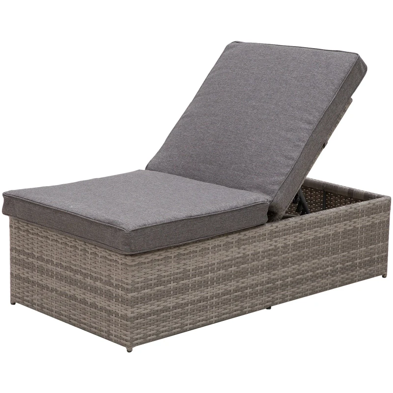 Outsunny 5-Seater Outdoor Garden PE Rattan Furniture Set Grey