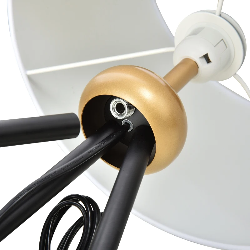 HOMCOM Modern Floor Lamp Free Standing Cloth Lampshade E27 Lamp Holder Metal Tripod Living Room Lamp Black + Gold 56 x 56 x 137cm