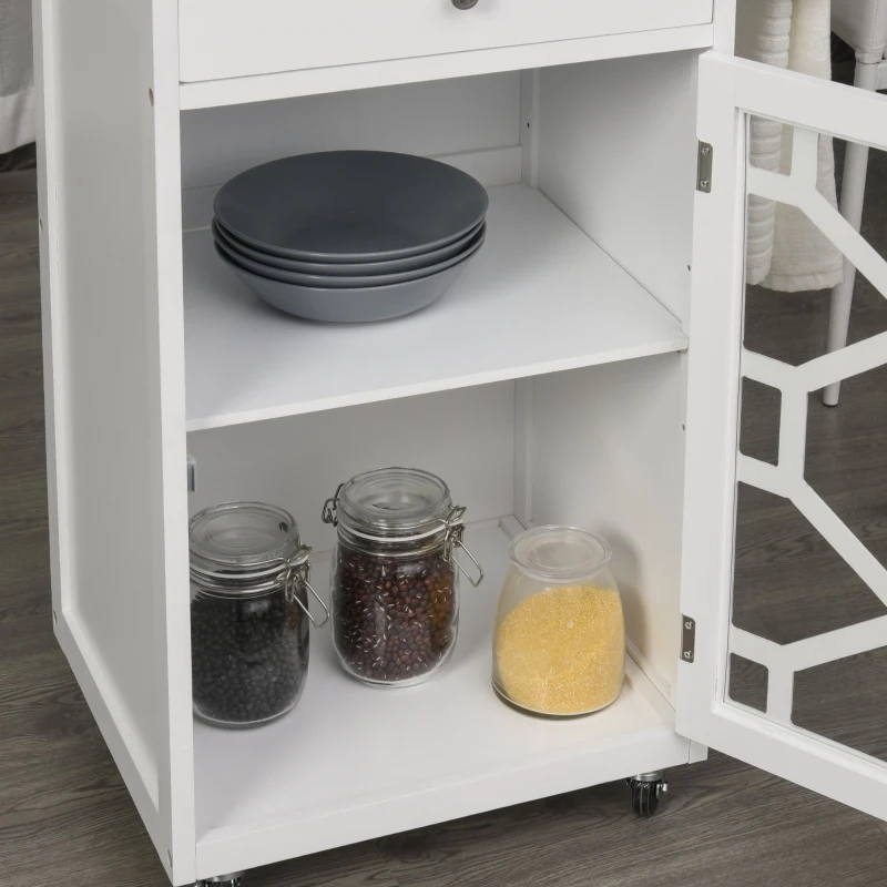 HOMCOM Pine Wood Rolling Kitchen Island White/Oak