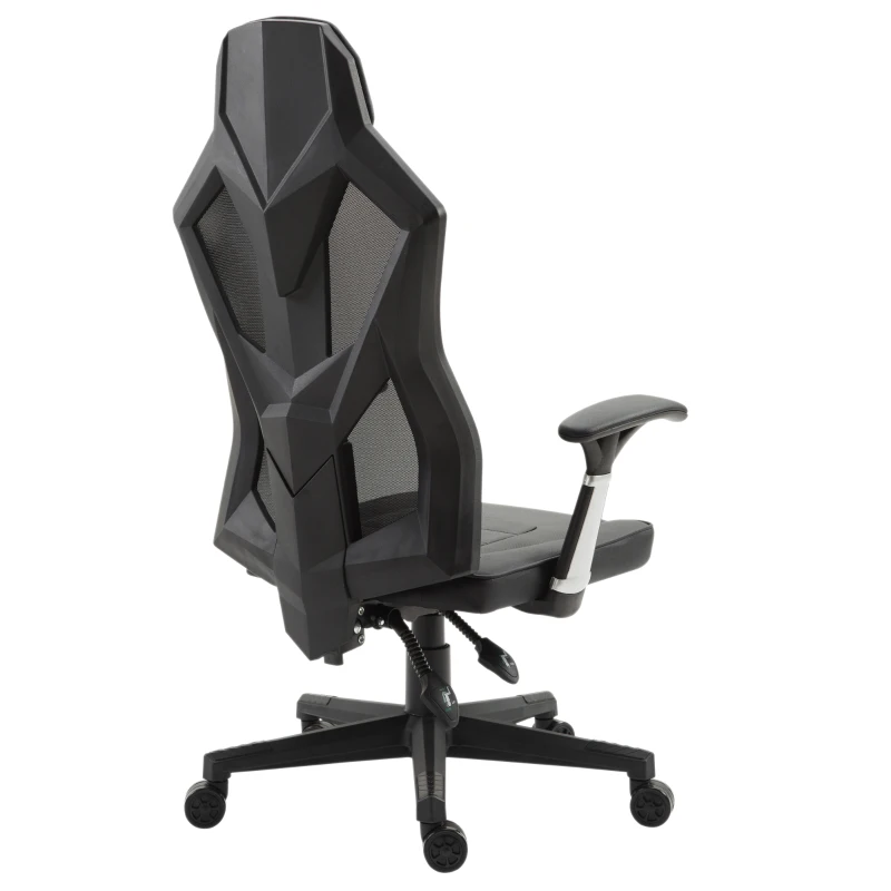 Vinsetto High Back Gaming Chair, PU Leather, Mesh-Black