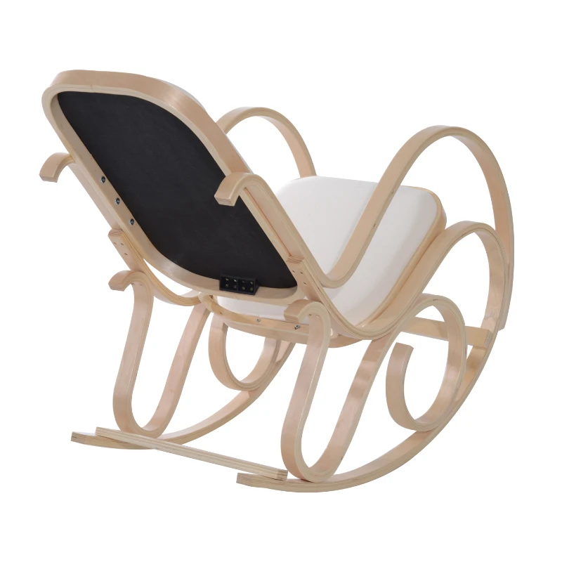 HOMCOM Antique Rocker Wooden Rocking Chair Lounger Relaxing Seating Leisure Lounging Padded Seat Classic Furniture