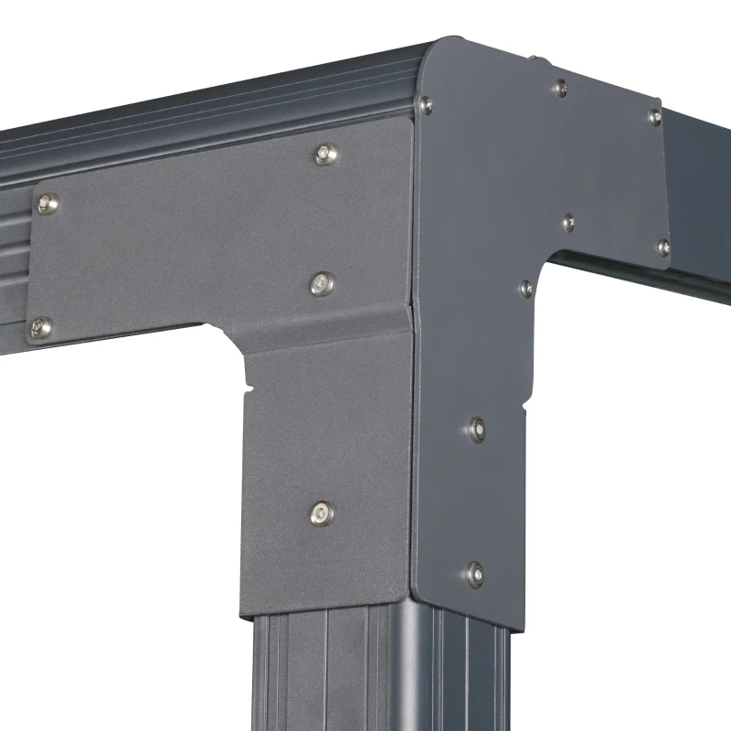 Outsunny 4 x 3(m) Outdoor Hardtop Pergola PC Roof Aluminium Gazebo Garden Sun Shelter Pavilion with Adjustable Windows, Handle