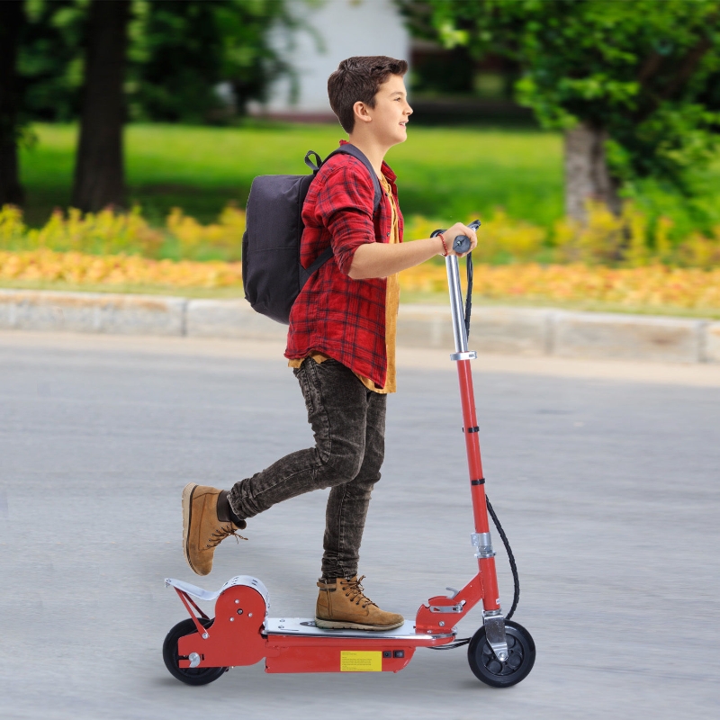 HOMCOM Electric Scooter, Adjustable, 120W-Red