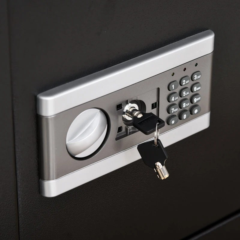 HOMCOM Steel Anti-Theft Duo-Lock Safe Black
