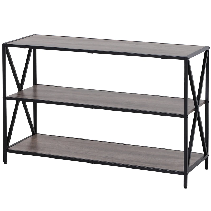 HOMCOM 3-Tier Compact TV Stand Media Unit Minimalistic Style Steel Frame Home Storage