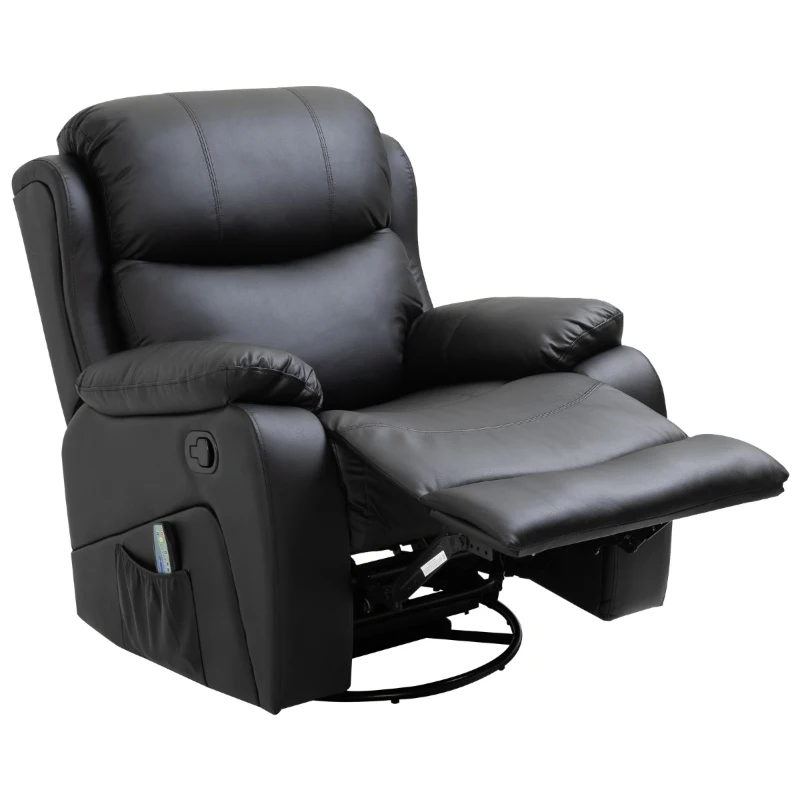 PU Leather Recliner Massage Chair Swivel Heated Rocking Seat