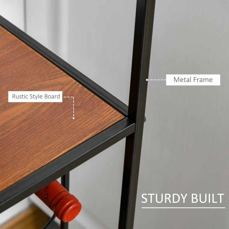 HOMCOM Wine Rack 30 Bottles Display Holder with Table Top & Glass Holders，Free Standing Storage Shelves for Kitchen, Pantry, Cellar, Bar (Dark Brown)