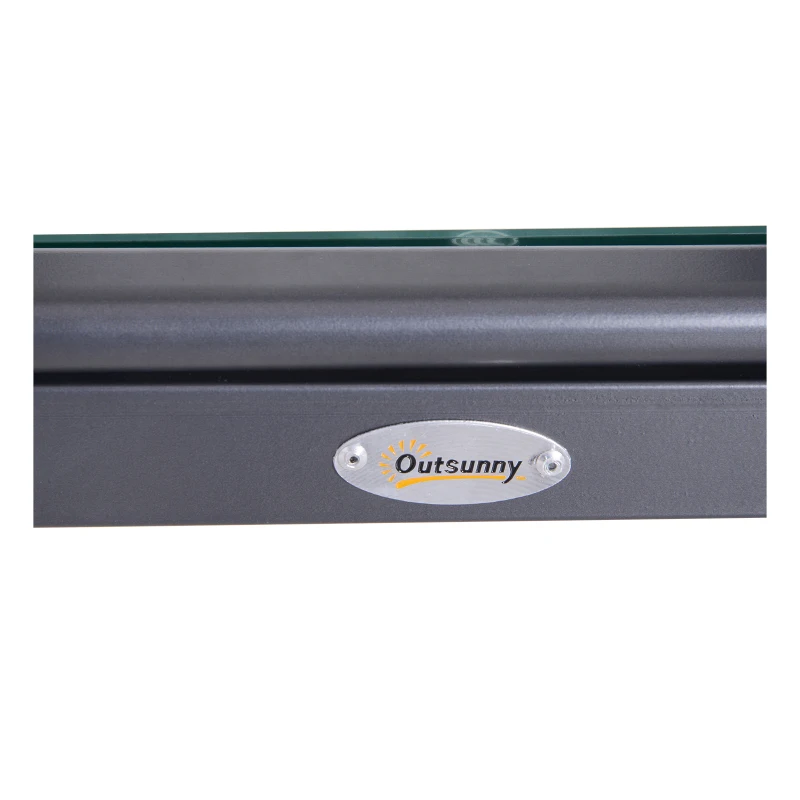 Outsunny Aluminum Texteline 2 Person Bench W/Table-Grey