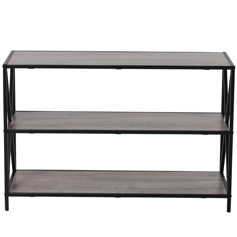 HOMCOM 3-Tier Compact TV Stand Media Unit Minimalistic Style Steel Frame Home Storage