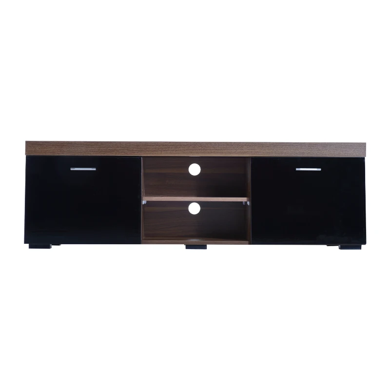 HOMCOM TV Stand w/ 2 Door Shelves Entertainment Center Media Console Storage Cabinet 140cm (Black & Walnut)