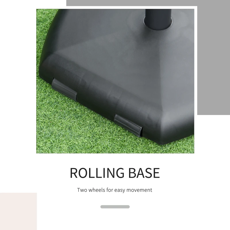 Outsunny 27kg Cement Parasol Base Stand Rolling with 2 Wheels, Fits Φ34-Φ48mm Sun Umbrella Poles