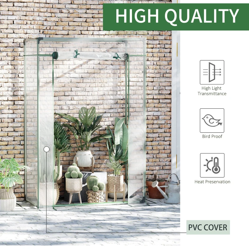 Outsunny Tomato Greenhouse with Roll-up Door, Mini Greenhouse with PVC Cover, Outdoor Grow House Small Green House for Yard, Balcony, Garden, 100 x 50 x 150cm, Clear