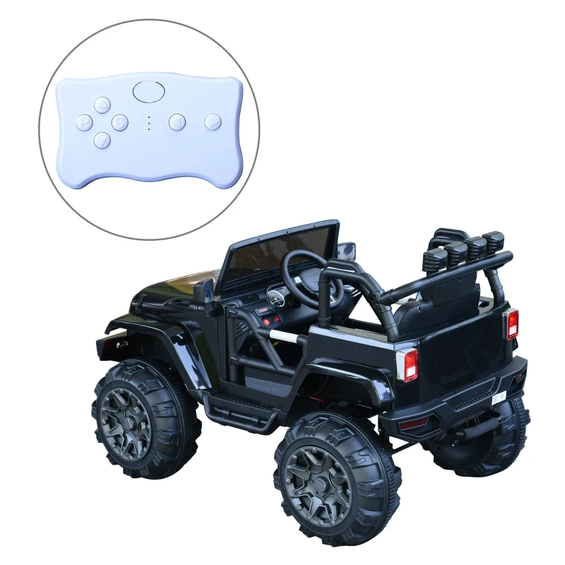 HOMCOM 2 Speed Electric Ride On Car 12V Battery w/ Headlights MP3 Connection & Suspension Remote Control in Black