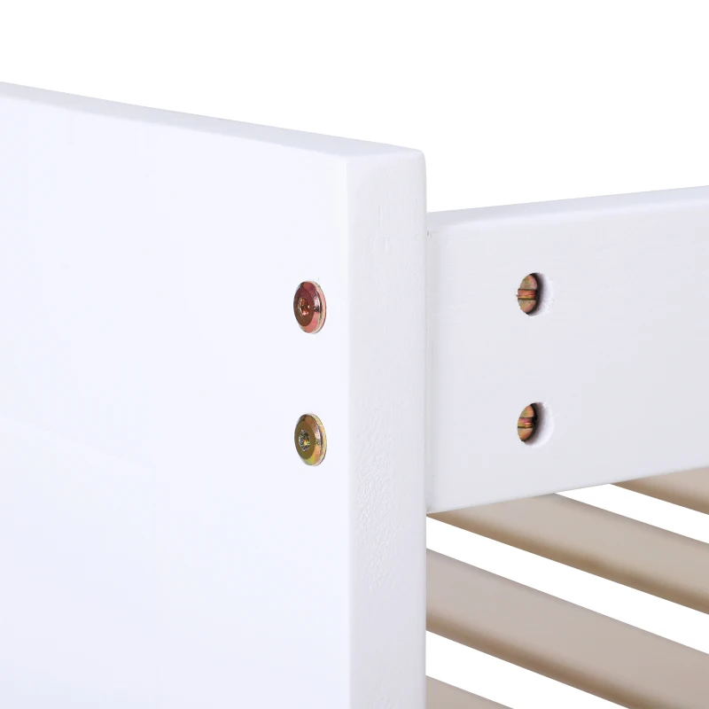 HOMCOM Single Trundle Bed in Double Layer Frame w/ Underbed Storage Drawer White