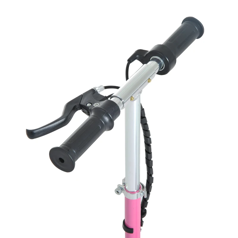 HOMCOM Kids E Scooter Ride on Folding Electric Bike Children Sports Toy Height Adjustable w/Rechargeable Battery 12V (Pink)