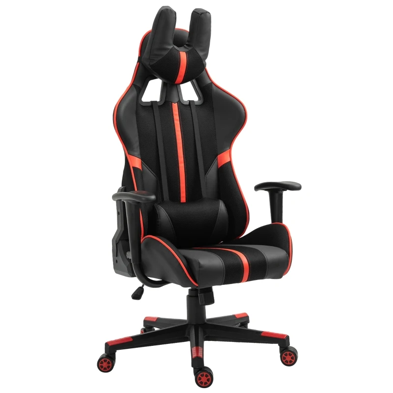 Vinsetto Racing Gaming Chair Adjustable Height W/ Headrest and Lumbar Support - Red/Black
