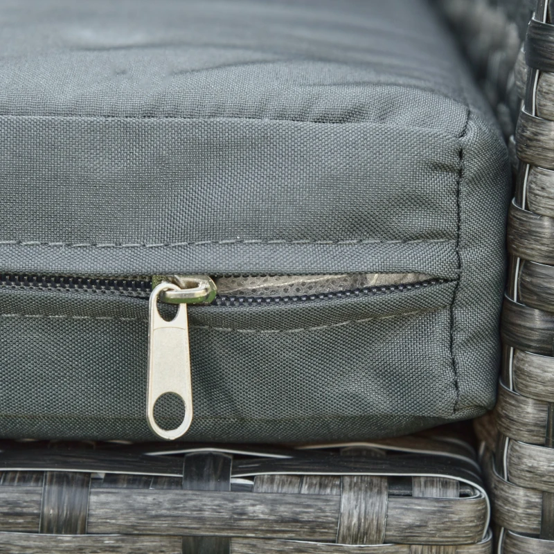 Outsunny 6 PCS Outdoor Patio Furniture Sets All Weather PE Rattan Chair Set Indoor Outdoor Backyard Garden Coffee Table w/ Two Ottoman & Cushions Grey