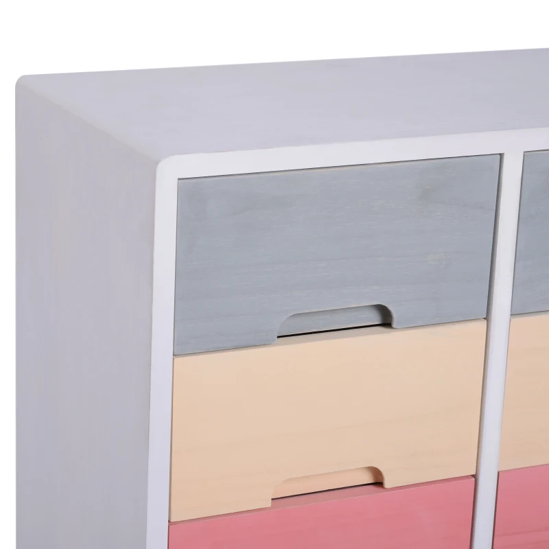 HOMCOM Chest of Drawers, 55Dx30Wx65.5 H cm, Paulownia Wood-Multicolour