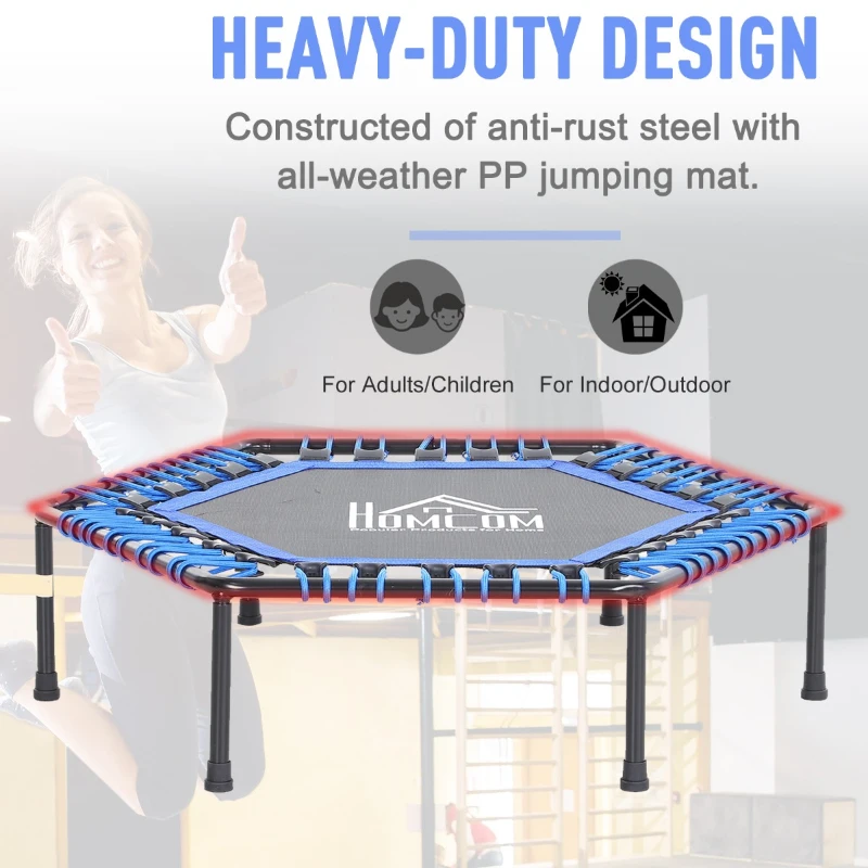 HOMCOM 40" Mini Hexagon Steel Frame Trampoline with Anti-slip Rubber Pads Blue