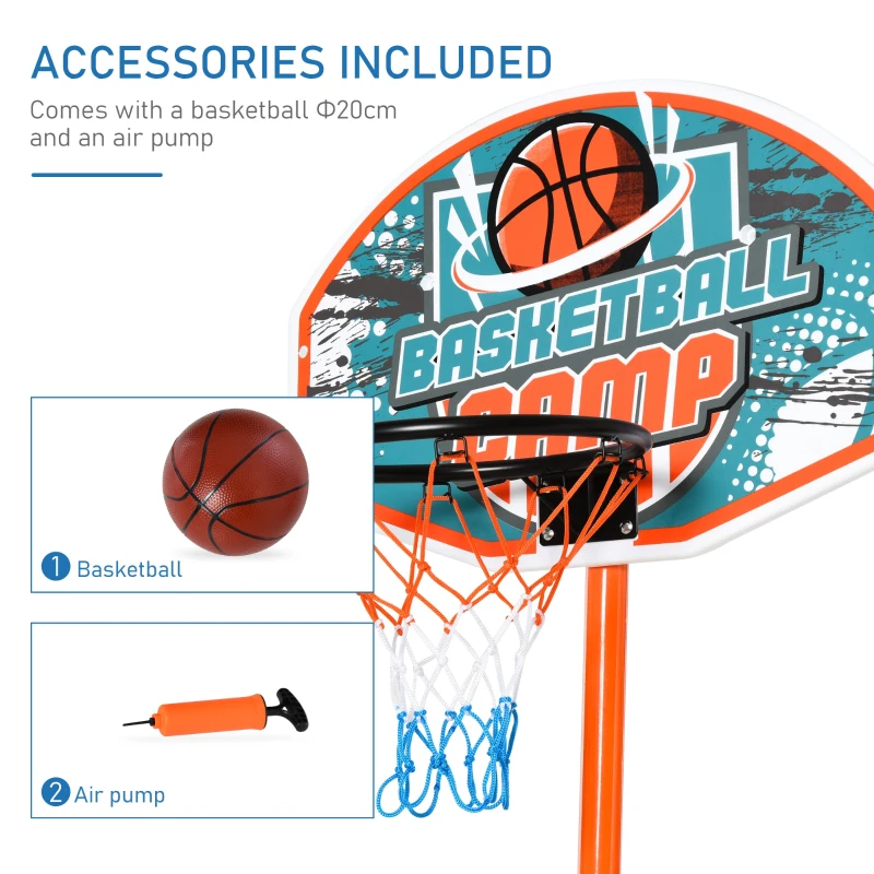 HOMCOM Kids Basketball Hoop and Stand Portable Basketball Stand Set w/ Ball Pump Netting Backboard Adjustable Height from 180 cm to 230 cm
