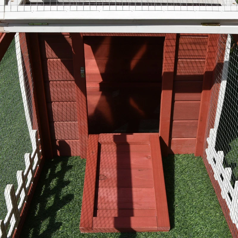 Pawhut Wooden Rabbit Hutch Outdoor Guinea Pig Hutch Backyard Bunny Cage Small Animal House Ramp Run 152 x 62 x 64 cm