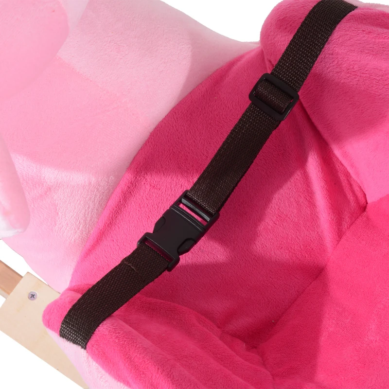 HOMCOM Children Kids Rocking Horse Toys Plush Elephant Rocker Seat with Sound Toddler Baby Gift (Pink)