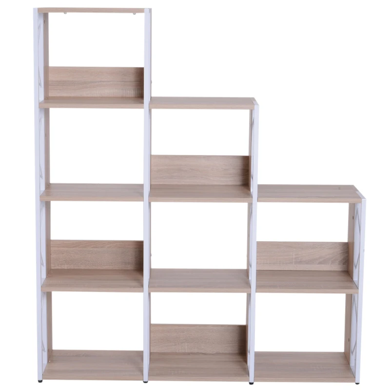 HOMCOM 9 Cube Bookshelf,  127Lx35Dx146.5H cm-White Oak colour