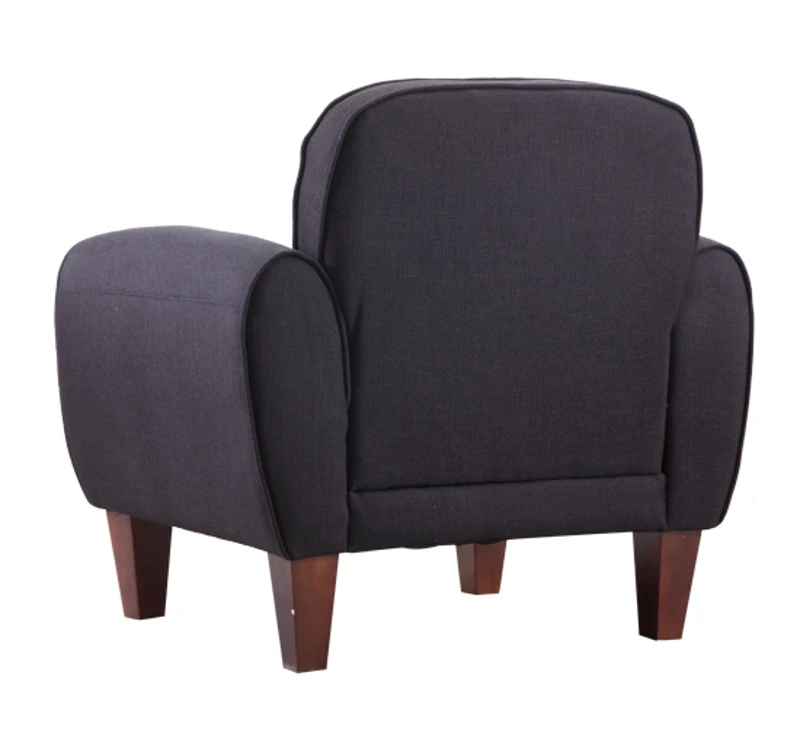 HOMCOM Single Armchair Tub Chair Linen Sofa Wooden Sponge Seat Bedroom Living Room Furniture (Black)