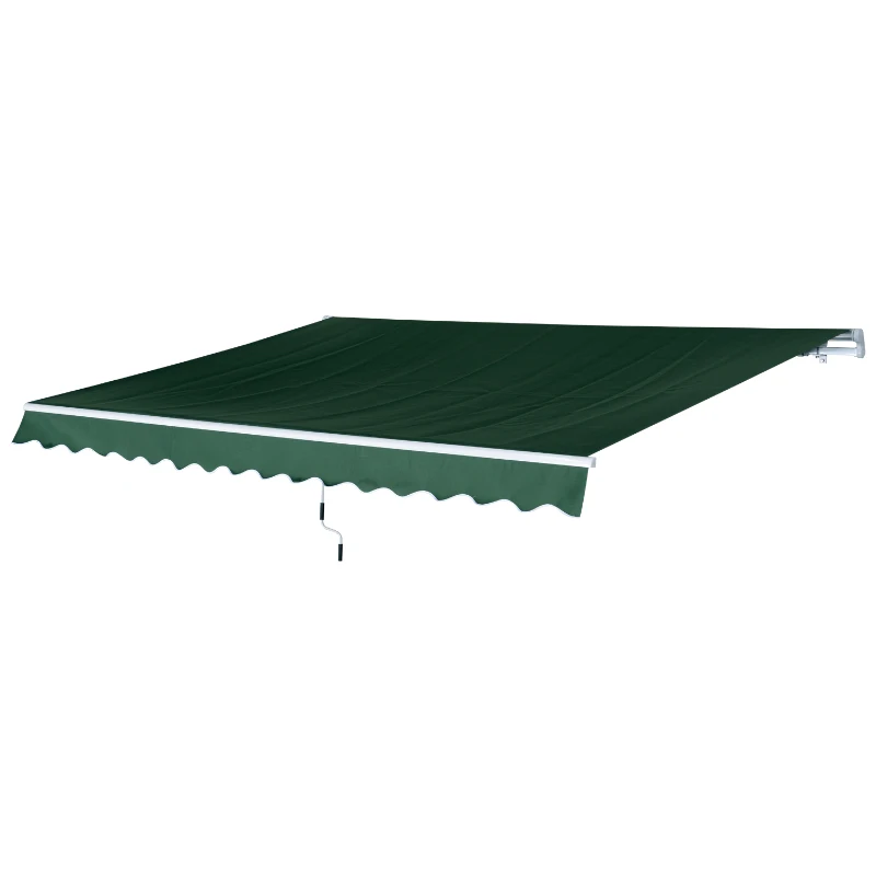 Outsunny 3.5M x 2.5M Garden Patio Manual Awning Canopy Sun Shade Shelter Retractable Gear Lever Winding Handle Green