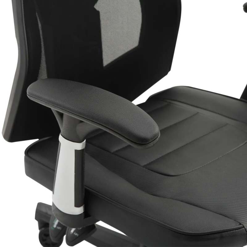 Vinsetto High Back Gaming Chair, PU Leather, Mesh-Black