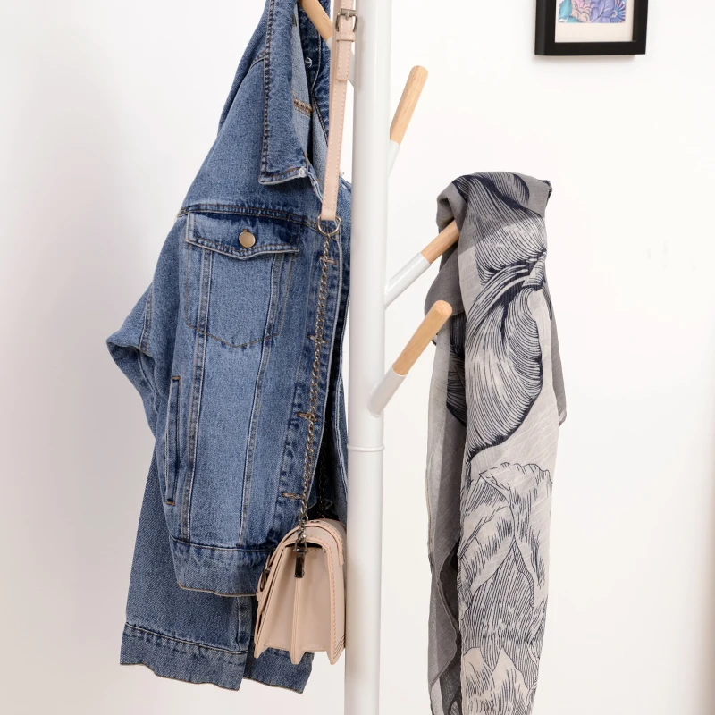 HOMCOM 174cm Free Standing Metal Coat Rack Stand with Marble Base 6 Hooks Clothes Tree Hat Display Hall Tree Hanger Bag Umbrella Hanging Organiser for Hallway Bedroom Waiting Room Living Room (White)