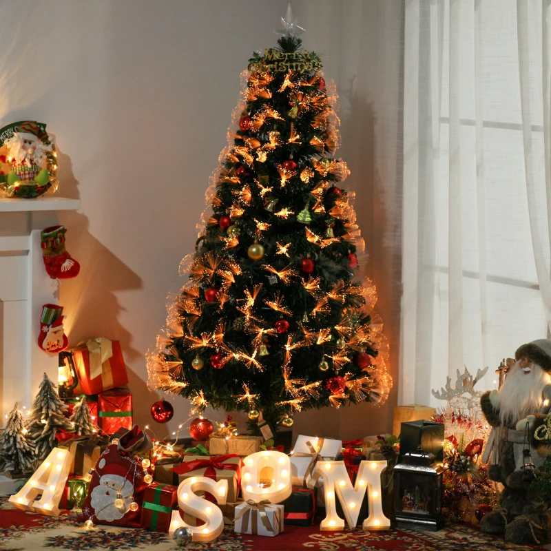 HOMCOM 5ft Artificial Pre-Lit PVC Christmas Tree Green