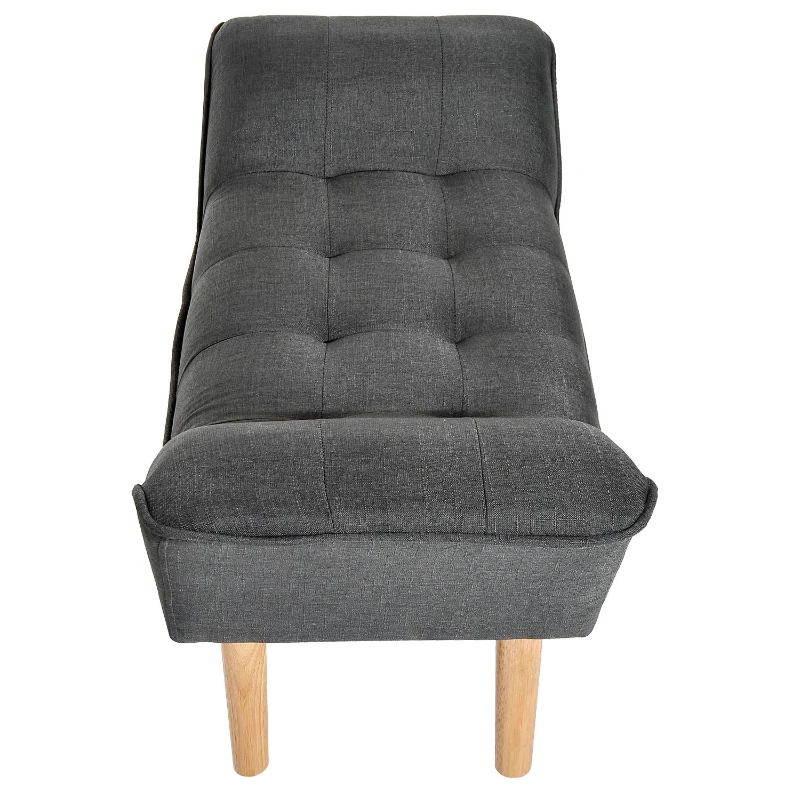HOMCOM Upholstered Oak Wood Bedroom Chaise Lounge Bench Dark Grey