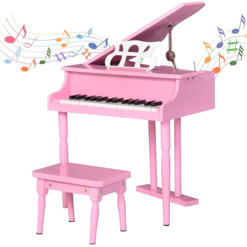 HOMCOM 30 Keys Mini Kids Piano for Child with Music Stand and Bench Best Gifts Toy