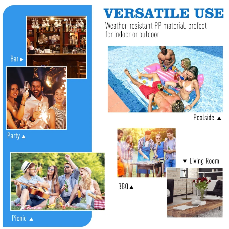 Outsunny 45L Outdoor Patio Rattan Effect Cooler Wicker Knit Round Stool Bar Table Garden Furniture Bucket - Black