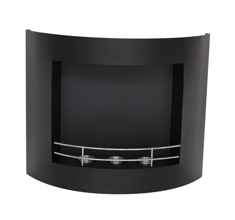 CHEMINEE BIO ETHANOL MURALE A GEL ACIER INOXYDABLE 3 BRULEURS DESIGN NOIR NEUF 26