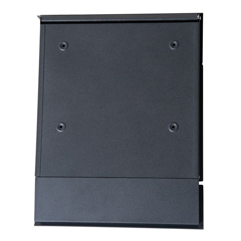 HOMCOM Steel Wall-Mounted Letter Box Mail Box Post Letter Newspaper Holder with Lock Grey