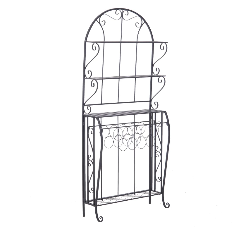 HOMCOM 4-Tier Metal Flower Stand, 75Lx25Wx169H cm-Black