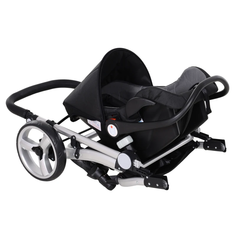 HOMCOM 3-in-1 Travel System Lightweight Versatile Stroller Easy Infant Car Seat Transfer Storage Basket Travel Stroller Grey