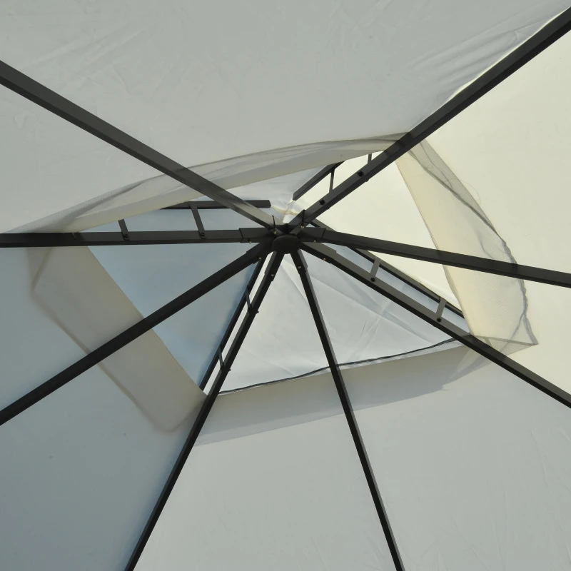 Tonnelle barnum style colonial 3 x 3 x 2,7 m 4 moustiquaires et toiles avec zip crème et noir - OUTSUNNY